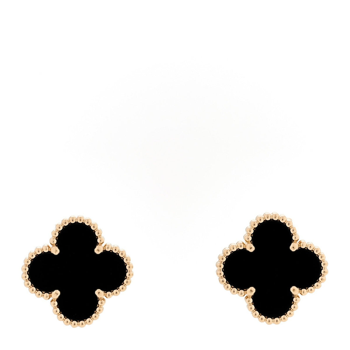 Van Cleef & Arpels Vintage Alhambra Earrings Onyx front view