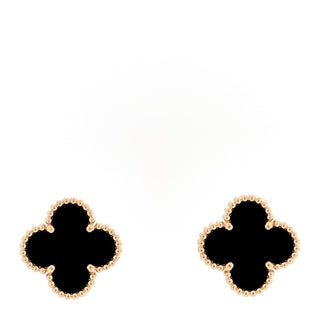 Van Cleef & Arpels Vintage Alhambra Earrings Onyx front view