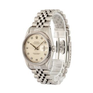 Rolex Datejust 36 Jubilee Silver Dial detail angle view