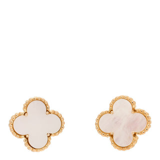 Van Cleef & Arpels Vintage Alhambra Earrings Mother of Pearl front view