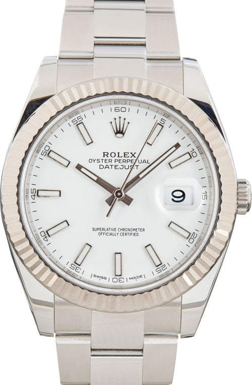 Rolex Datejust 41 White Dial Fluted Bezel