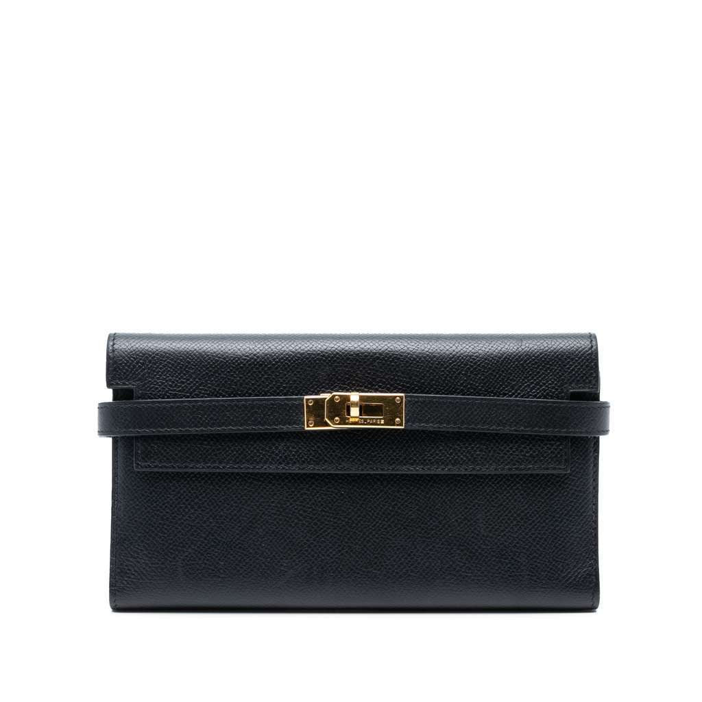 Hermès Kelly To Go Wallet Noir front view
