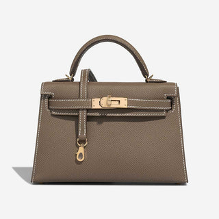 Hermès Mini Kelly II Mini Etoupe front view