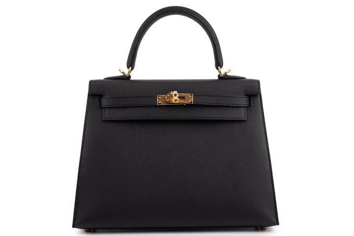Hermès Kelly 25 Noir GHW front view