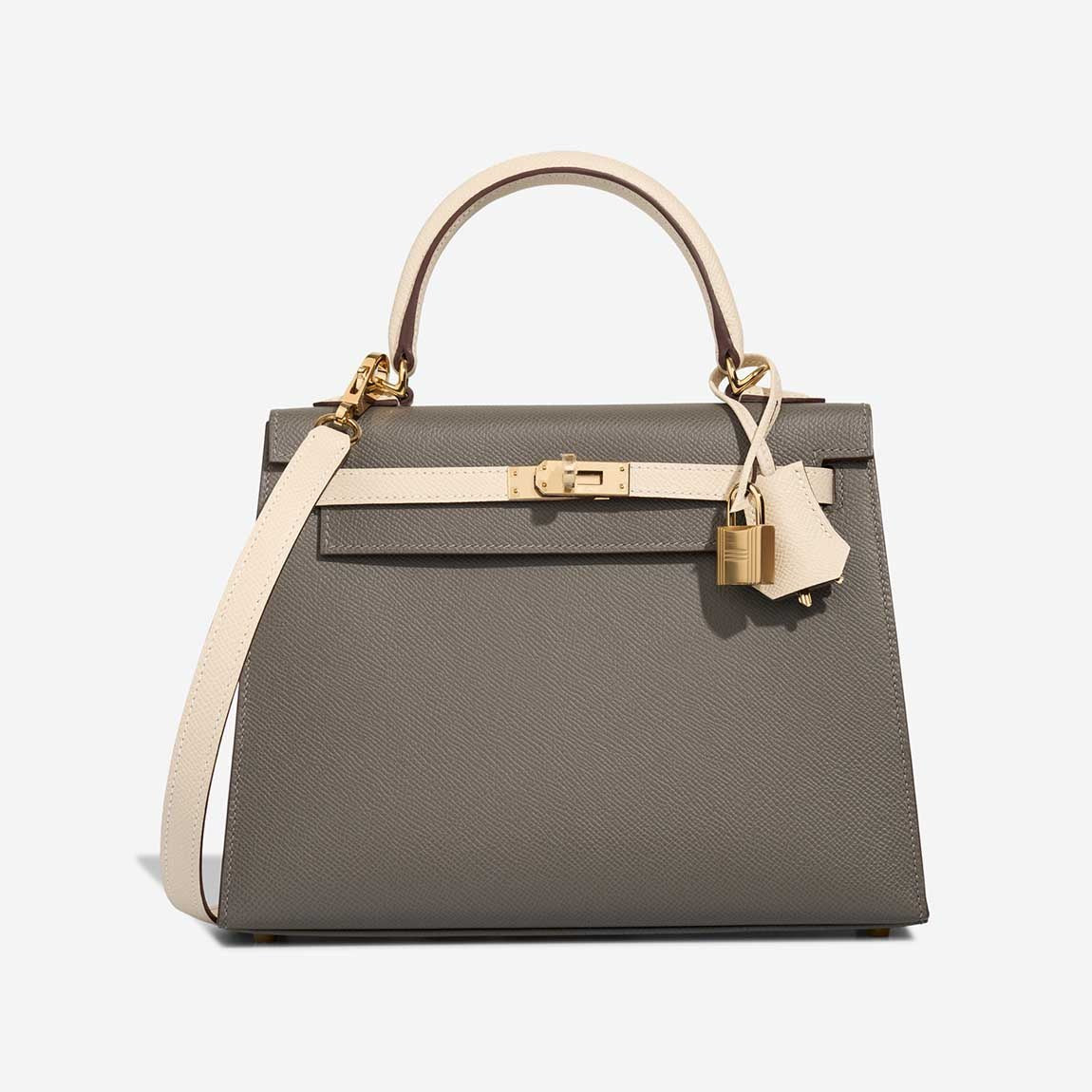Hermès Kelly 25 Craie front view