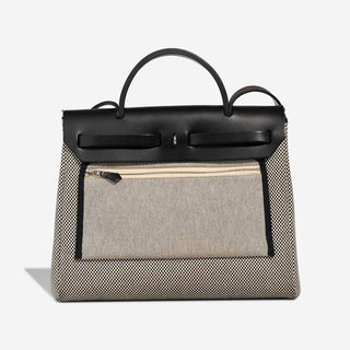 Hermès Herbag Zip Backpack 31 Noir / Ecru back view