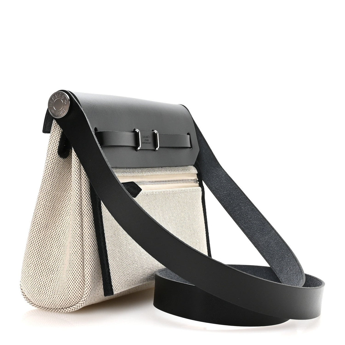 Hermès Mini Herbag Zip Mini Noir / Ecru back view