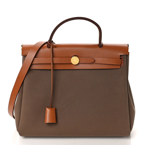 Hermès Herbag Zip Backpack 31 Etoupe / Ecru