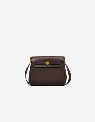 Hermès Mini Herbag Zip Mini Brique / Ecru front view