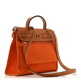 Hermès Mini Herbag Zip Mini Orange / Ecru back view