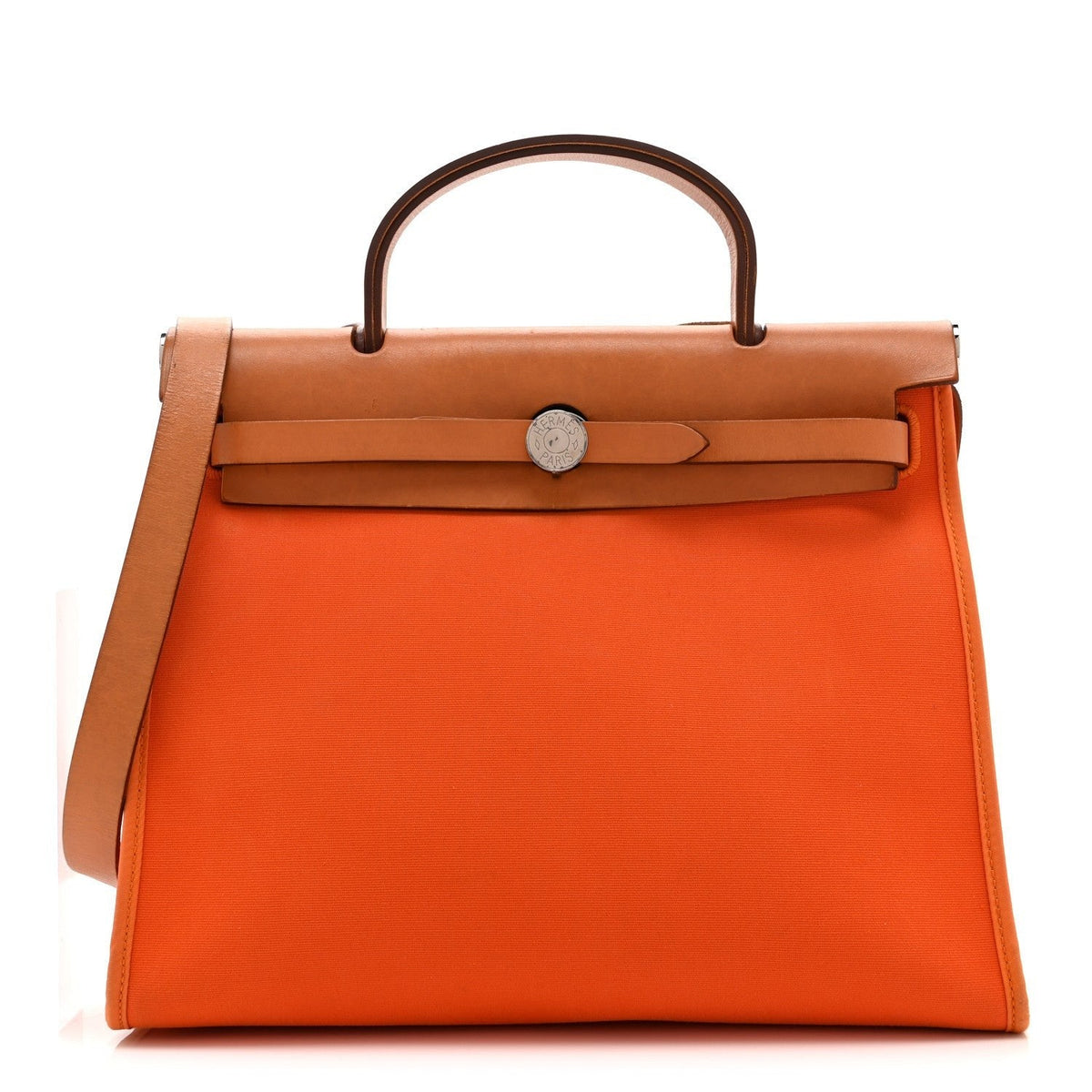 Hermès Mini Herbag Zip Mini Orange / Ecru front view