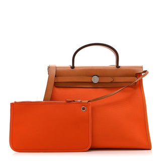 Hermès Mini Herbag Zip Mini Orange / Ecru detail view