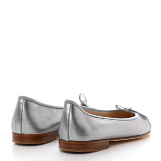 Chanel Metallic Satin Ballet Pump Silver front view