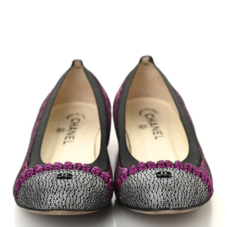 Chanel Metallic Satin Ballet Pump Pink Metallic front view