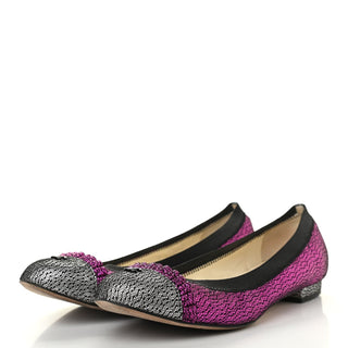 Chanel Metallic Satin Ballet Pump Pink Metallic detail view