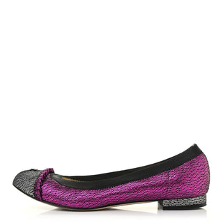Chanel Metallic Satin Ballet Pump Pink Metallic side view
