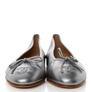 Chanel Ballet Flat Silver front view