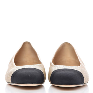 Chanel Ballet Flat Beige Metallic back view