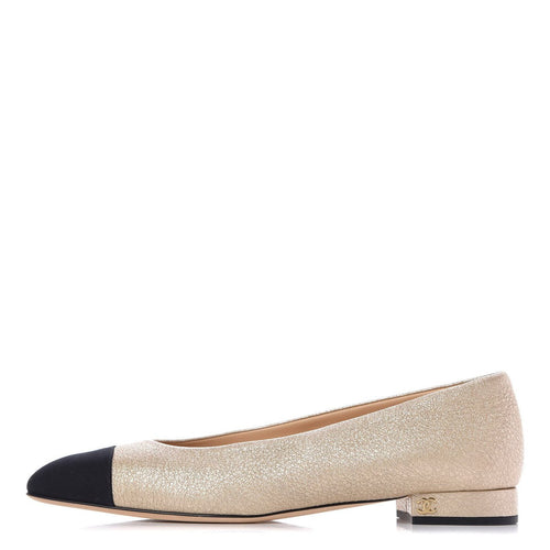 Chanel Ballet Flat Beige Metallic