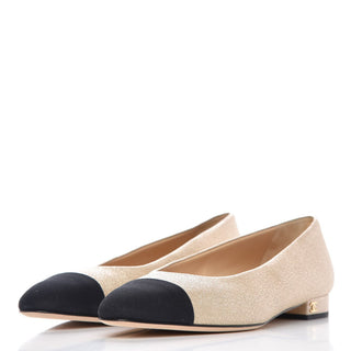 Chanel Ballet Flat Beige Metallic side view