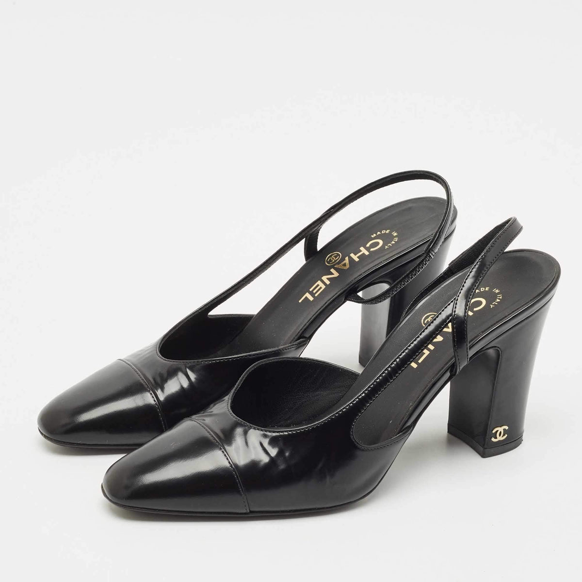 Chanel Classic Slingback Black front view