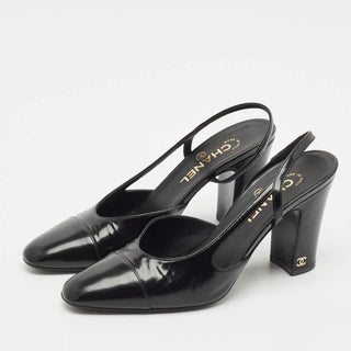Chanel Classic Slingback Black front view