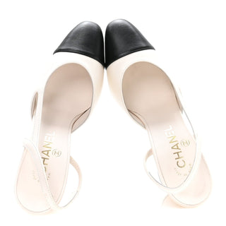 Chanel Classic Slingback White / Black back view