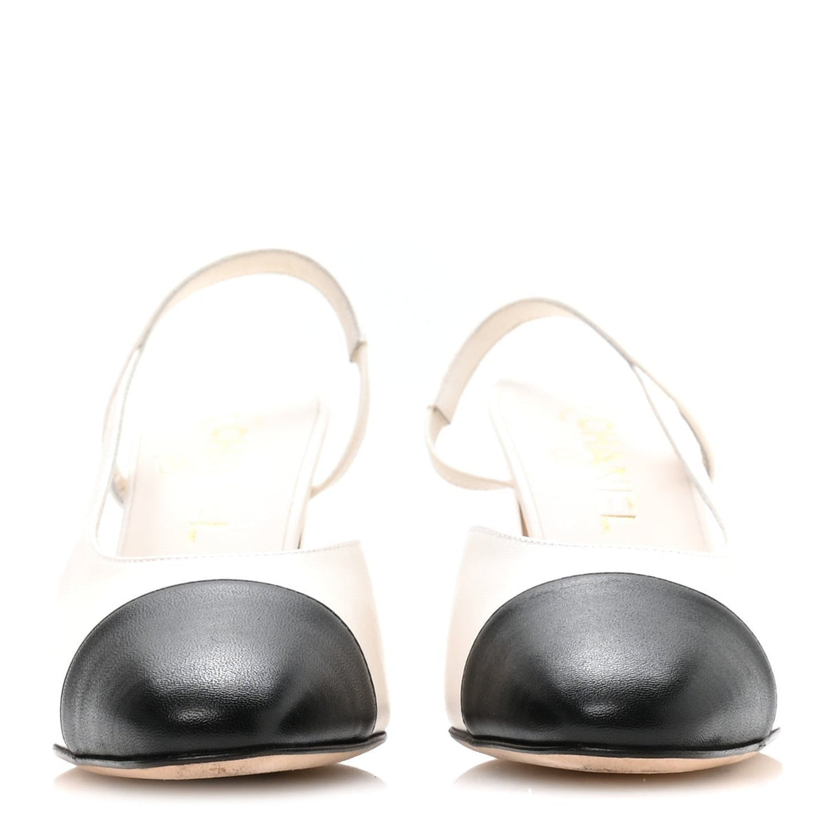 Chanel Classic Slingback White / Black front view