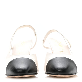 Chanel Classic Slingback White / Black front view