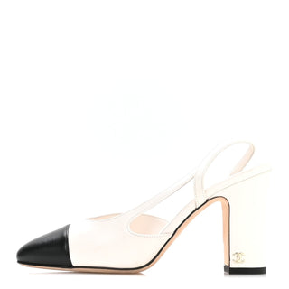 Chanel Classic Slingback White / Black side view