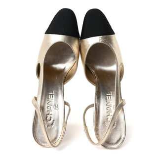 Chanel Classic Slingback Gold / Black back view