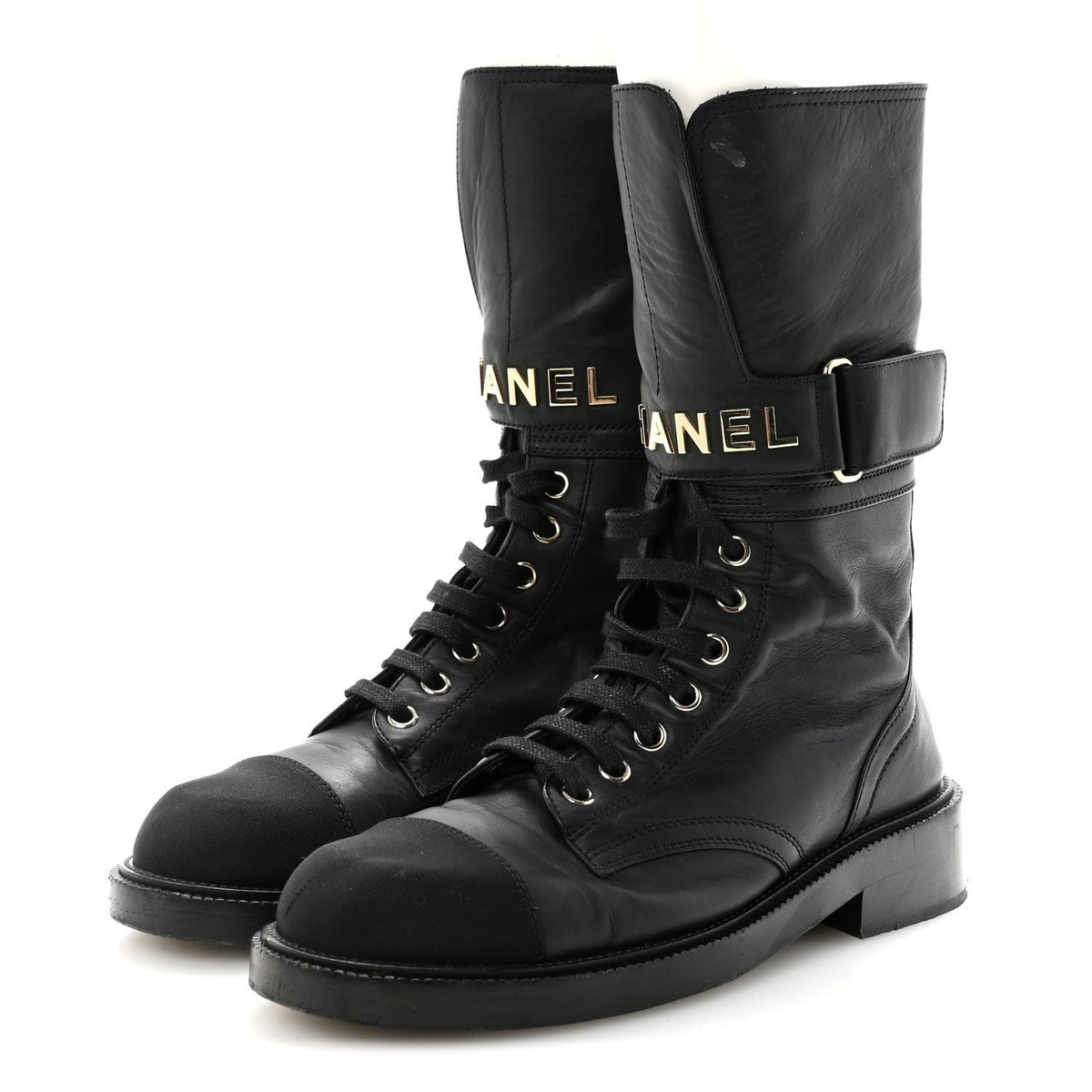 Chanel Combat Boot Black front view
