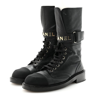 Chanel Combat Boot Black front view