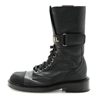 Chanel Combat Boot Black side view
