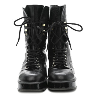 Chanel Combat Boot Black Patent back view