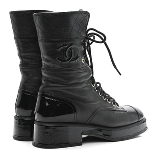 Chanel Combat Boot Black Patent detail view