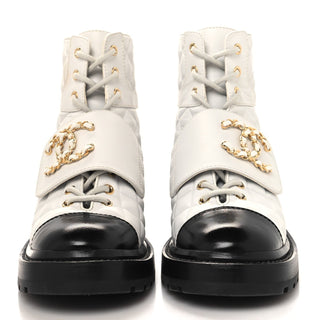 Chanel Combat Boot White front view