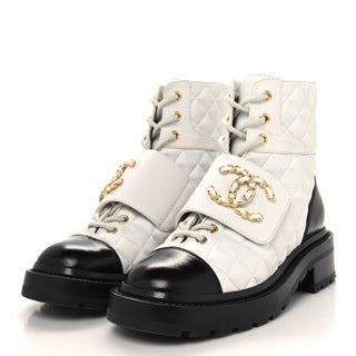Chanel Combat Boot White side view