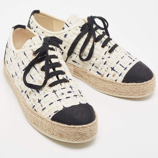 Chanel CC Tweed Sneaker Black/White back view