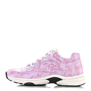 Chanel CC Tweed Sneaker Pink/White front view