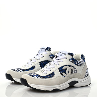 Chanel CC Tweed Sneaker Blue/White back view