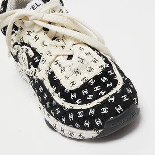 Chanel CC Velcro Strap Sneaker Black/White side view