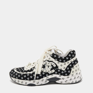 Chanel CC Velcro Strap Sneaker Black/White back view