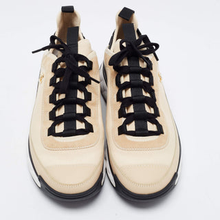Chanel CC Velcro Strap Sneaker Beige/White back view