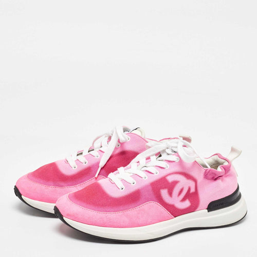 Chanel CC Velcro Strap Sneaker Pink/White