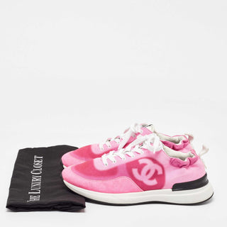 Chanel CC Velcro Strap Sneaker Pink/White detail view