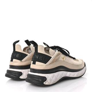 Chanel CC Logo Trainer Sneaker Beige back view