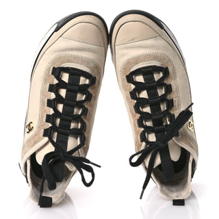 Chanel CC Logo Trainer Sneaker Beige detail view