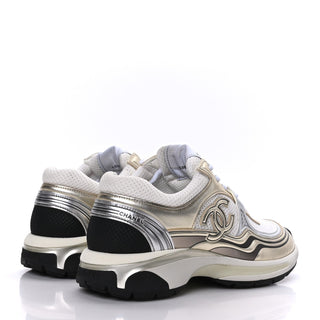Chanel CC Logo Trainer Sneaker White/Gold back view