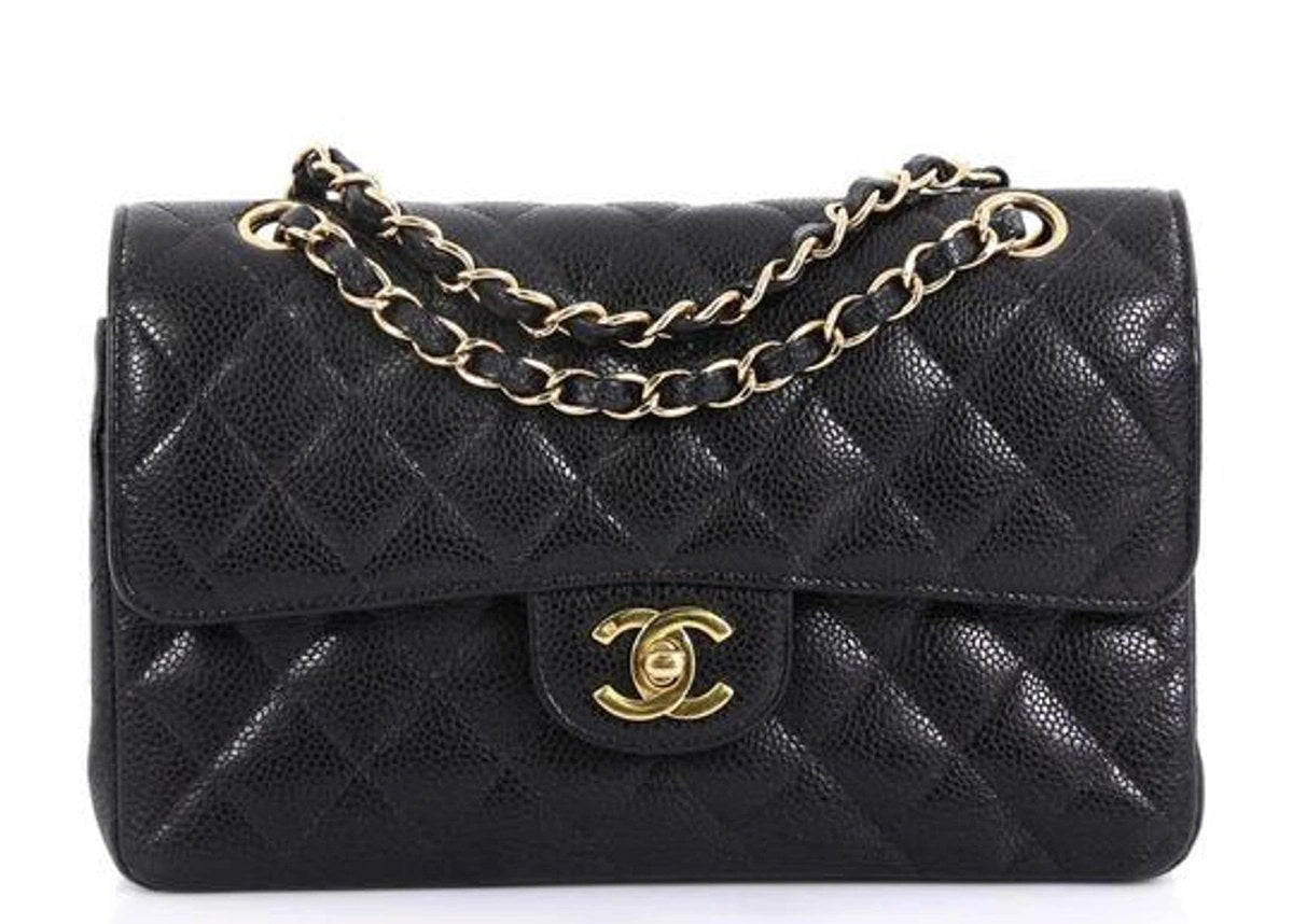 Chanel Classic Flap 25cm / Medium Black Caviar GHW front view